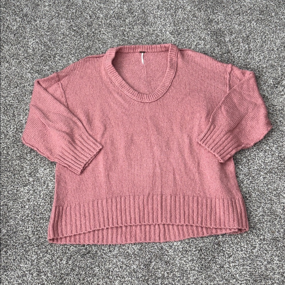 Free People Brookside Tunic Sweater in Alpine Rose. - Picture 3 of 7